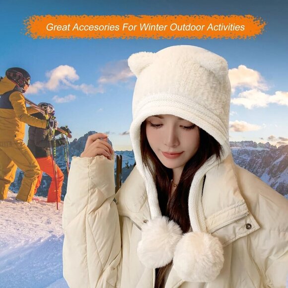 Women Baise Winter Sherpa Beanie Hats Knit Ear Flaps Peruvian Cover Ears main image 9